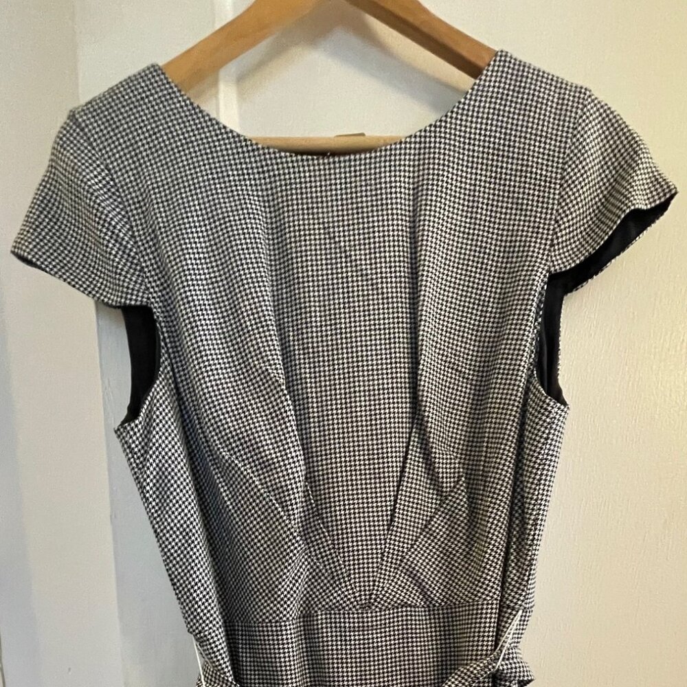 J. Crew Black and White Wool Blend Dress with Front Tie US Size 12
